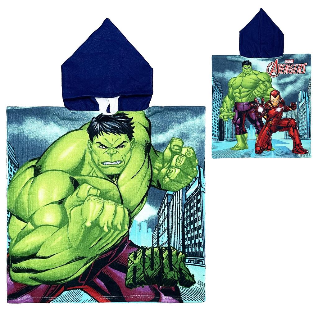 Ultra-Fine Fiber Cartoon Print Kids' Hooded Bath Towel Poncho
