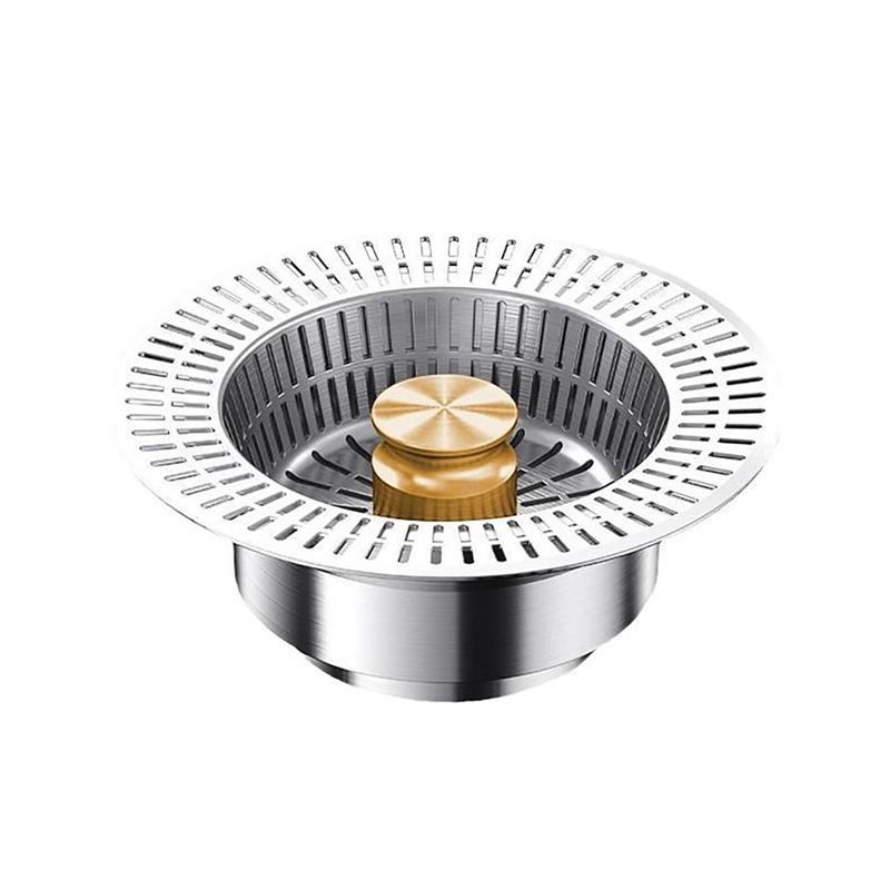 

Кухонный сливной фильтр из нержавеющей стали для раковины, улавливающий частицы пищи для предотвращения засоров, с пружинным механизмом pop-up для слива/удержания воды