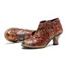Johnature Rýt Spliced ​​Fashion High Heels Dámské z pravé kůže s kulatou špičkou Všestranné lodičky