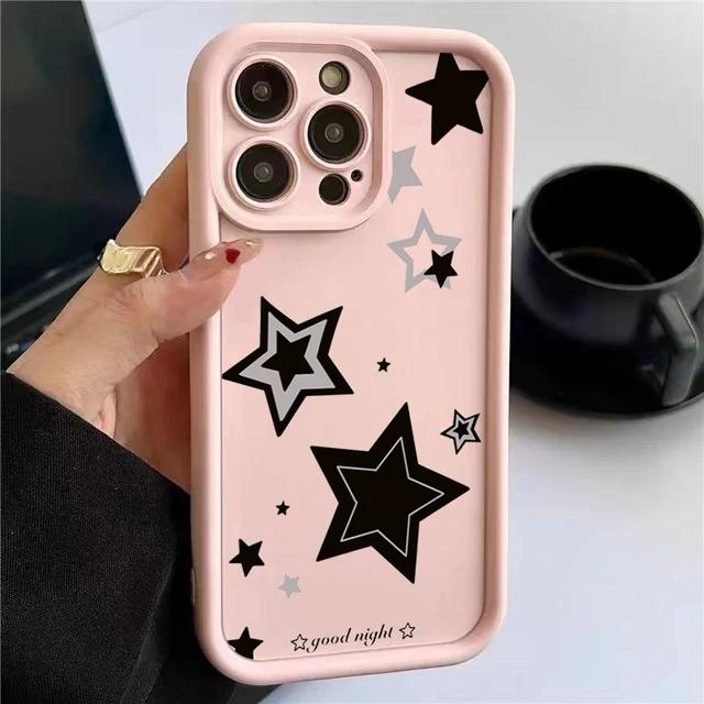 

Силіконовий чохол для телефону Cute Pink Stars для iPhone 15 14 Pro Max 13 12 11 Pro Max X XS XR 7 8 15 14 Plus SE 2024 протиударний чохол For iphone11 PRO