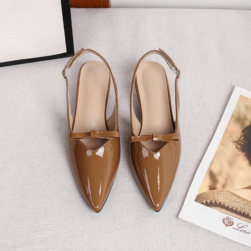 Low Kitten Heels for Women Slingback Dressy Pumps Pointed Closed Toe Ankle Strap Wedding Pumps Women's Summer Comfortable Slip on Low Heeled Shoes