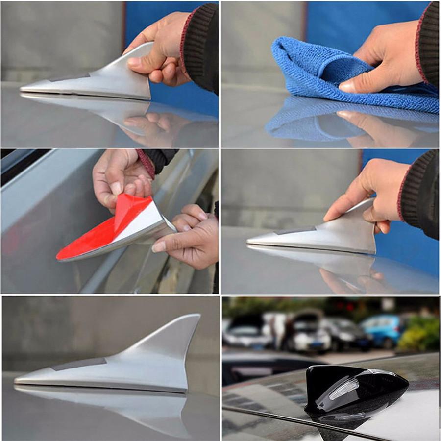 Solar Power Shark Fin Anti-rear-end Warning Lamp LED Decoration Strobe Lamp Gray