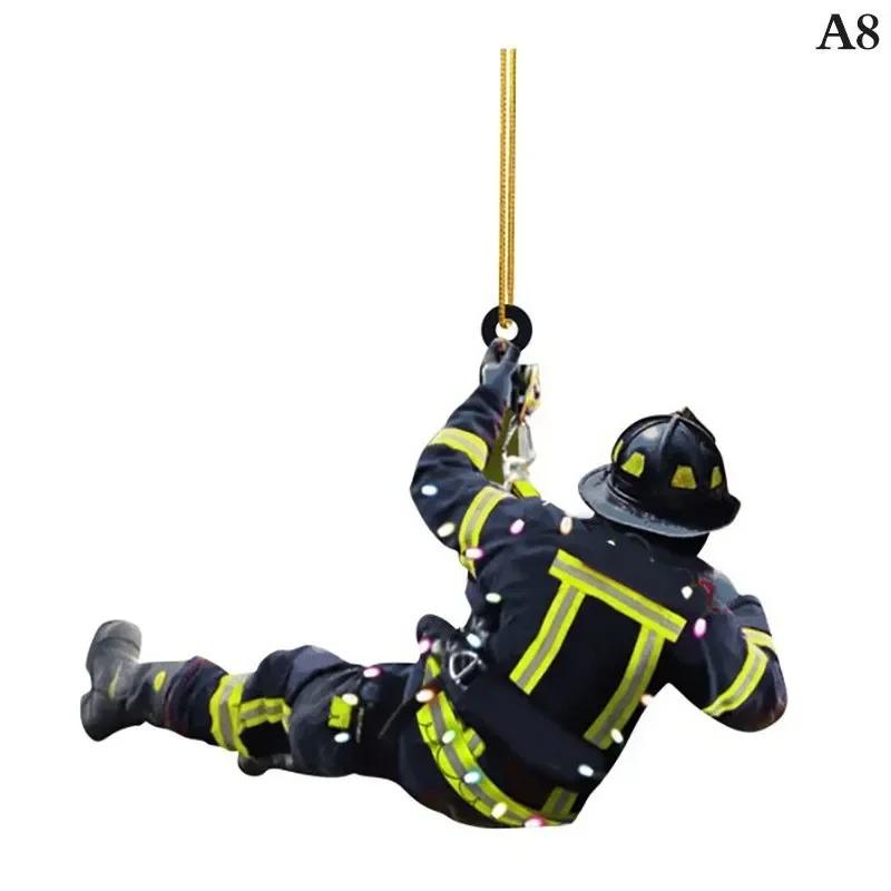 Christmas Firefighter Pendant Creative Fire Peripheral Car Jewelry Pendant Car Decorative Accessories Interior Decor Adorns
