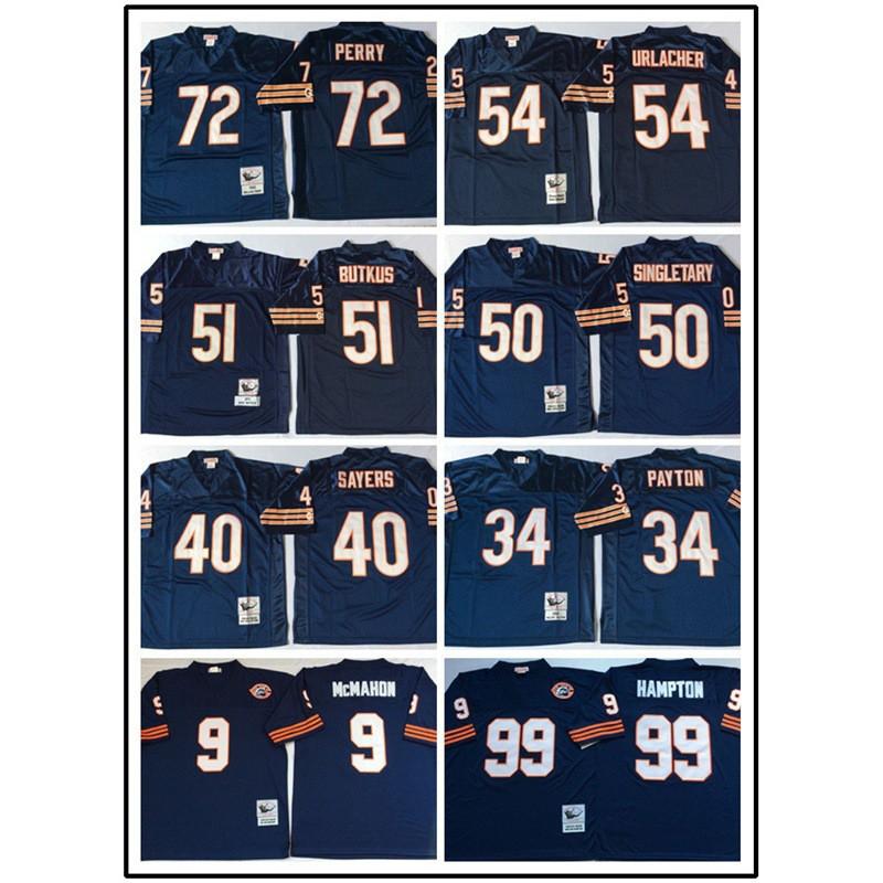 Chicago Bears Retro NFL Football Jersey Men Women Cotton Embroidered Sports Fan Apparel Wear
