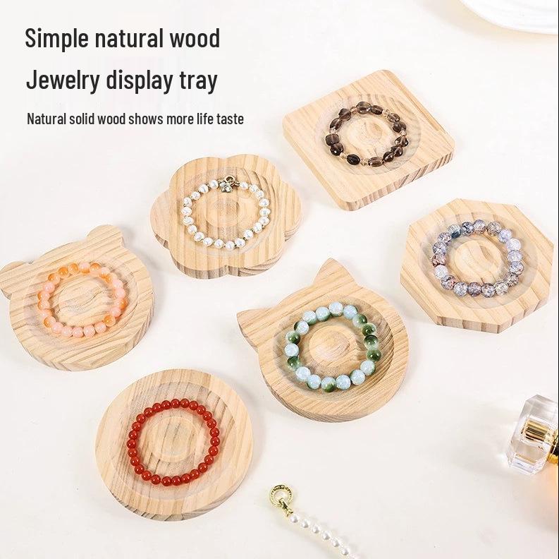 

Newcomer Exclusive: Solid Wood Jewelry Bangle Tray and Bracelet Display Stand Round - Natural Wood Color