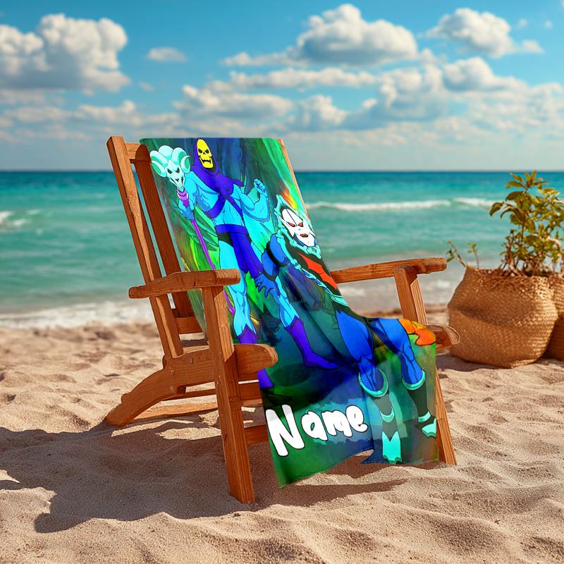 Personalized customized proof beach towel with He-Man and the Masters of the Universe pattern - soft, absorbent,quick-drying,perfect swimming,camping&