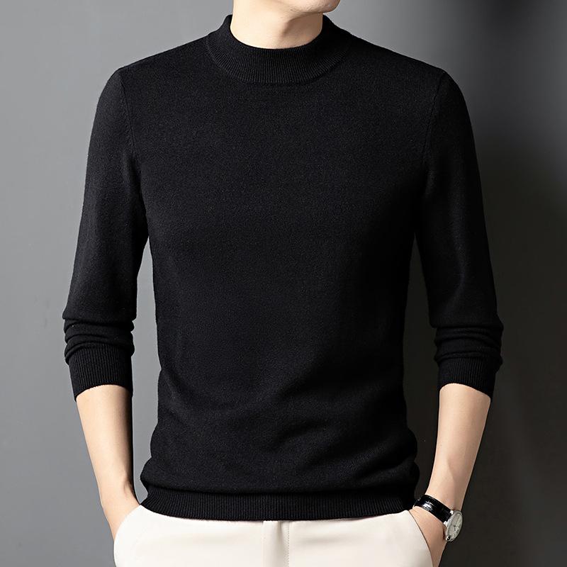 

Весенне-осенний мужской свитер с полувысоким воротником, высококачественный, повседневный, универсальный, деловой, мужская базовая рубашка 4XL