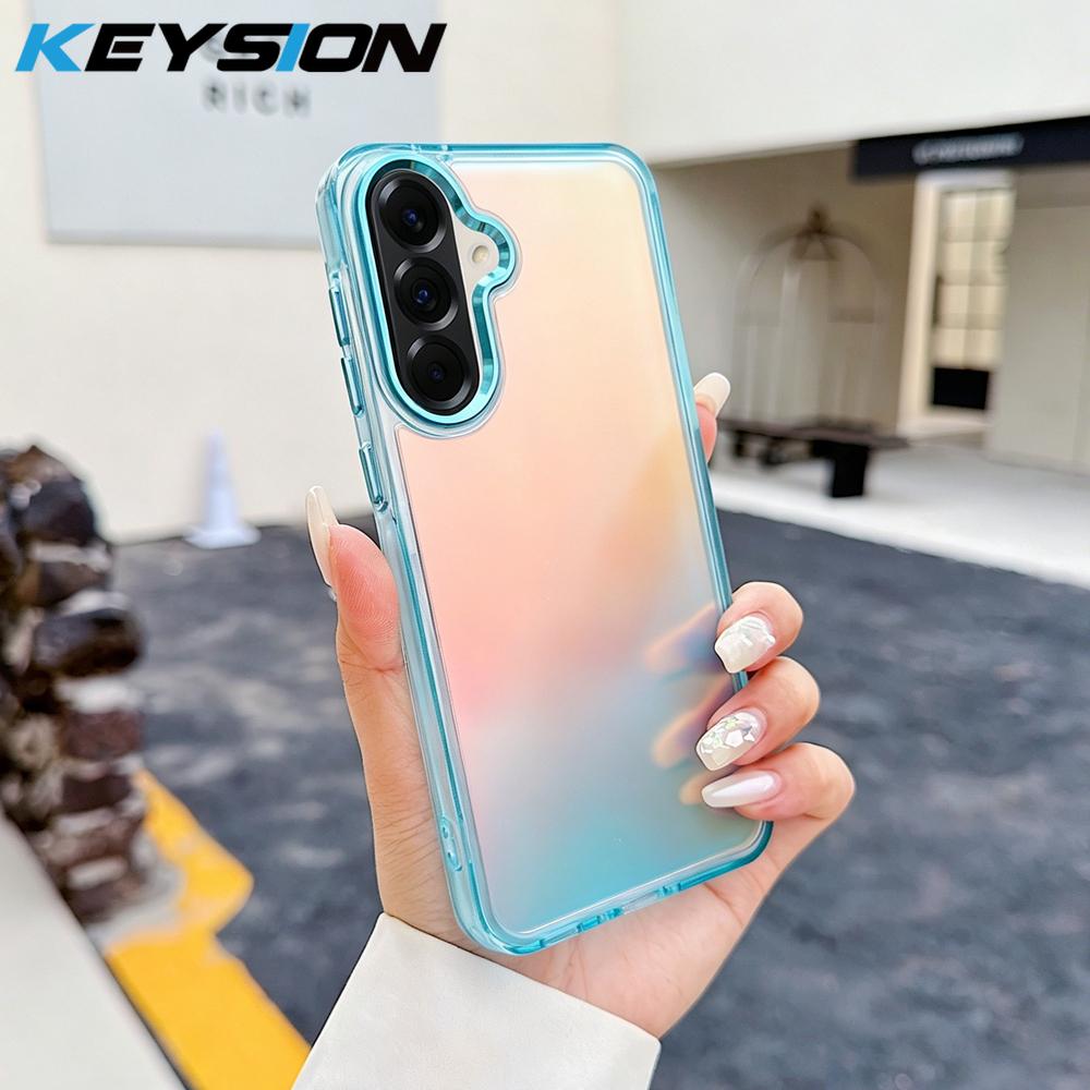 KEYSION Laser Gradient Colorful Phone Case for Samsung A56 5G A36 A26 Soft TPU+PC Shockproof Back Cover for Galaxy A16 4G 5G