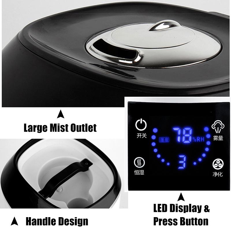 6500ML Household Air Humidifier Remote Control LCD Screen Ultrasonic Humidifier Diffuser Mist Maker Cool Mist Purifier 210x180x460mm