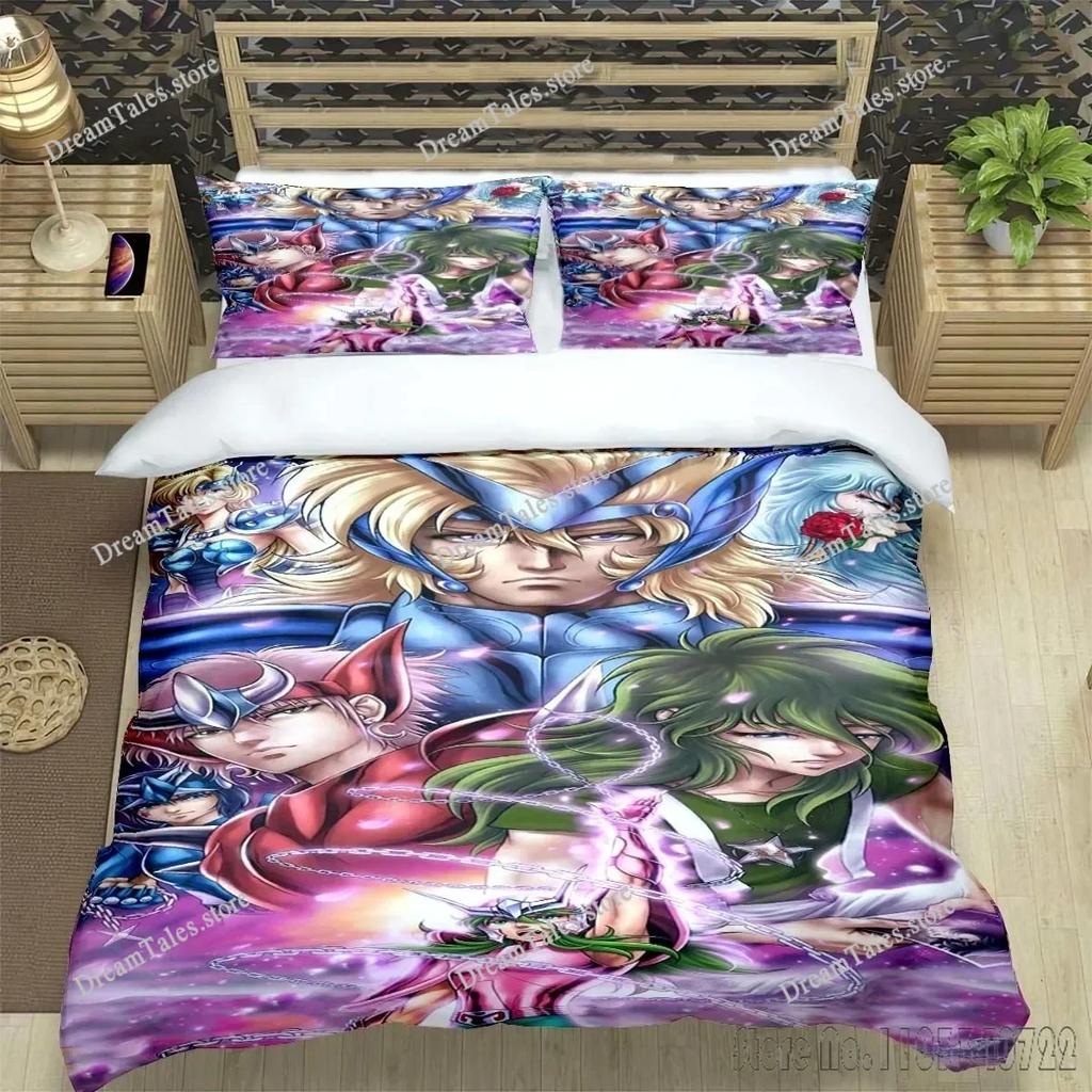 Saint Seiya 3D Duvet Cover Set HD Comforter Cover for Kids Bedding Sets Bedclothes Bedroom Decor Home Textileextile Luxury Gift7
