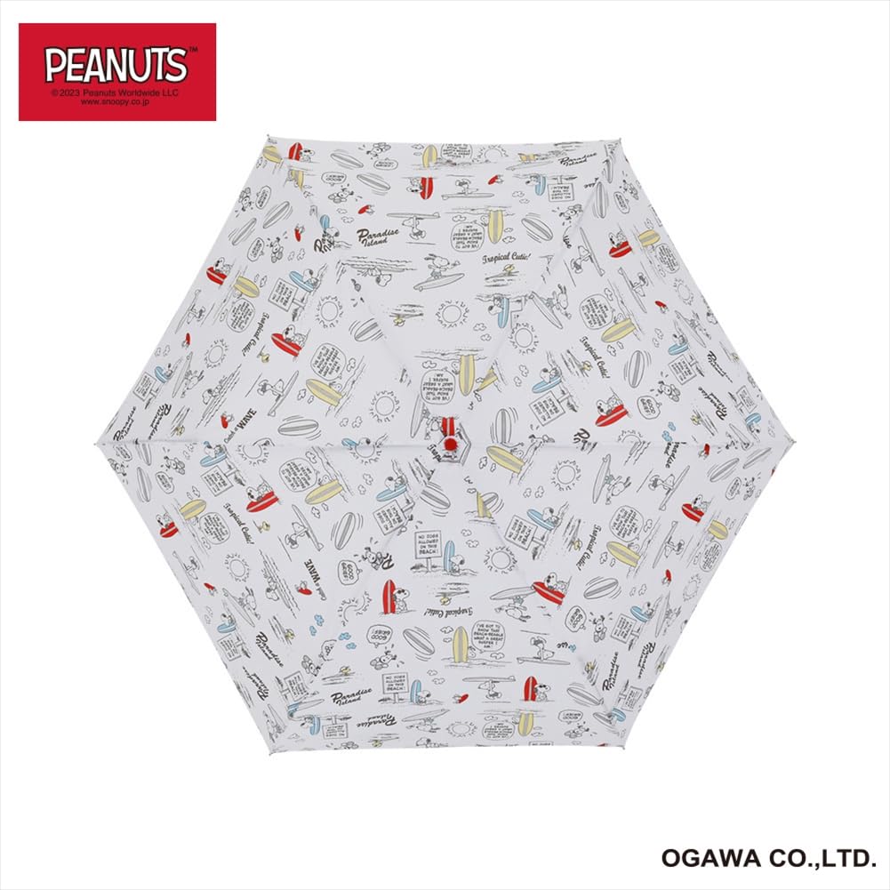 Ogawa Snoopy Folding Umbrella for Women, Peanuts Paradise Island, 55cm, 6 Ribs, 90596