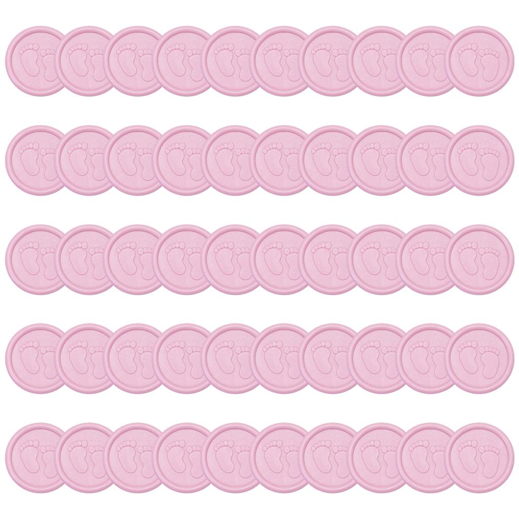 50Pieces Adhesive Wax Seal Sticker Featuring Infant Footprint Ideal for Party Invitations Card and Craft Projects