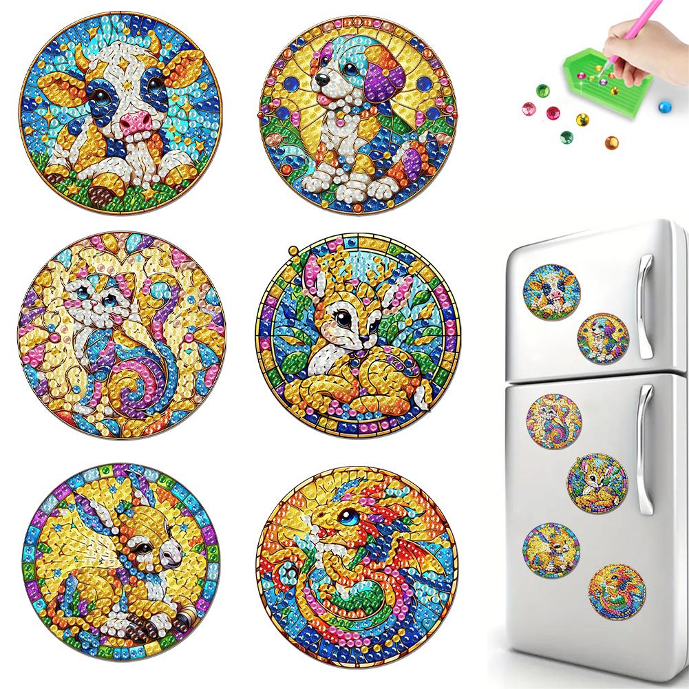 6Pcs Acrylic Sunflower Diamond Art Fridge Magnet Diamond Painting Refrigerator Magnet DIY Fridge Stickers for Fridge Whiteboards