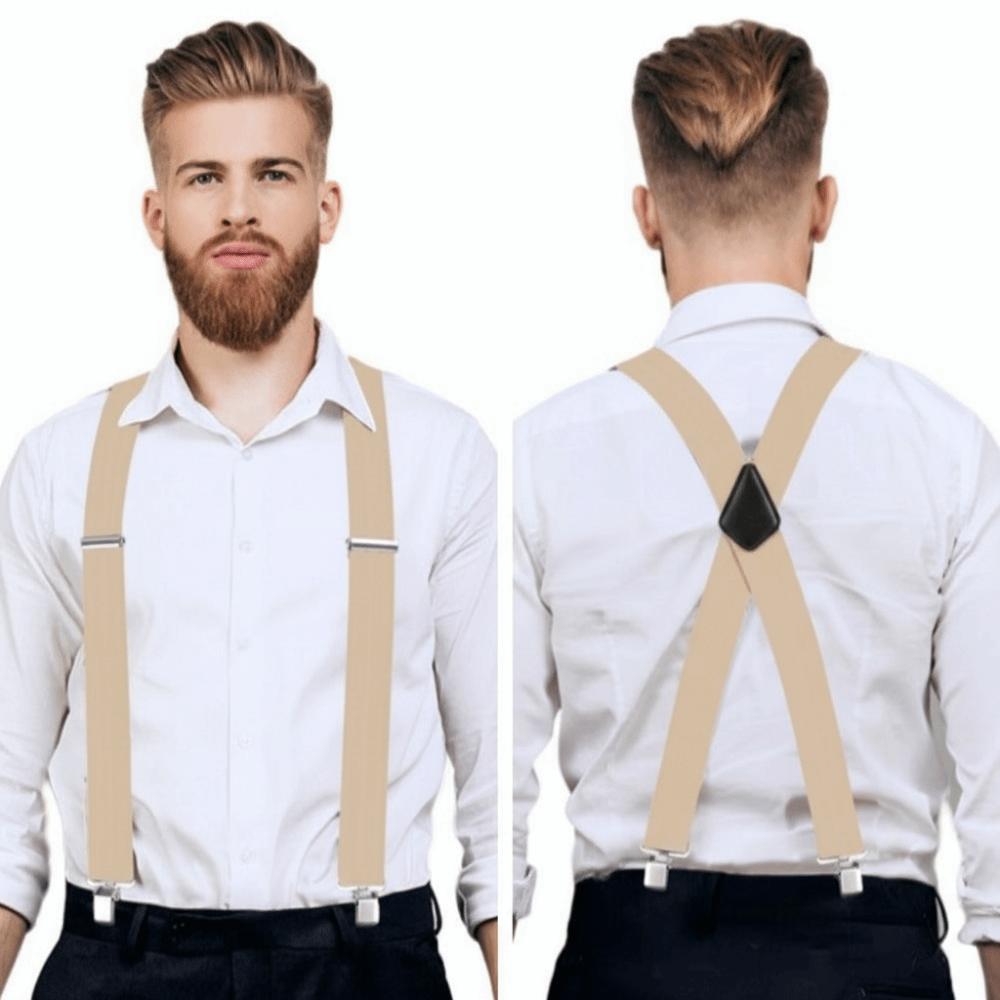 5cm Wide X-Type Suspenders Solid Color Elastic Pants Braces Simple Adjustable Suspenders Business