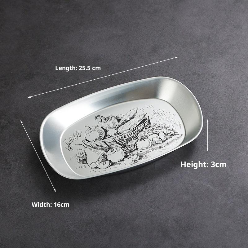 1Pc Retro Round Tinplate Storage Tray Desktop Disc for Fruit Snacks Pastries Desserts Candy - Household Kitchen Food Organizer