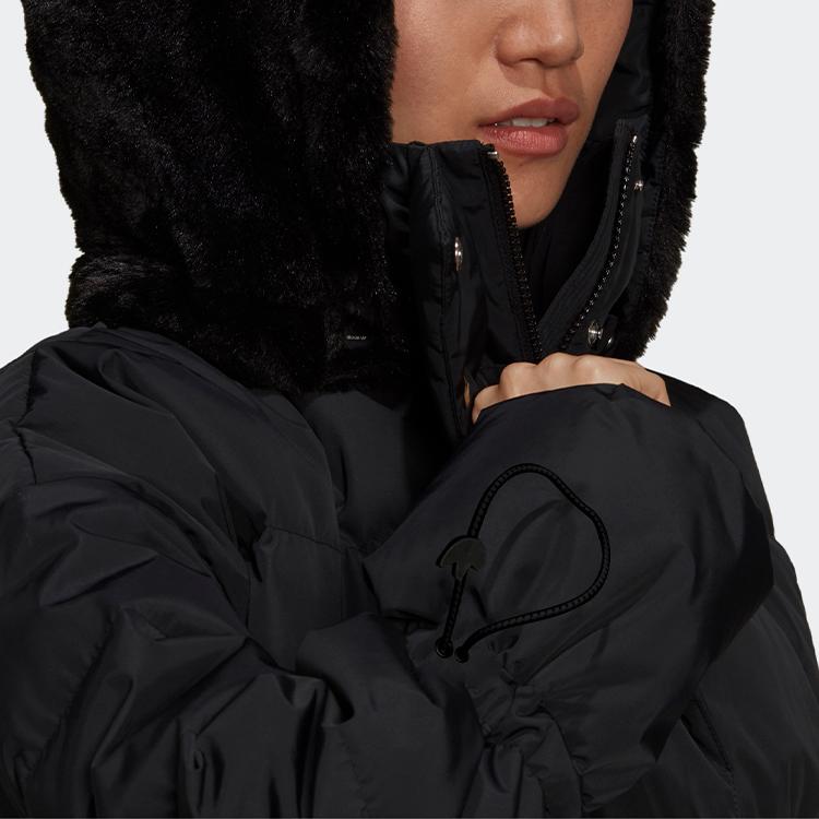 adidas Originals Winter Casual Solid Color Hooded Down Jacket Women Outerwear Black GU1782