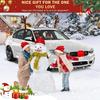 16.7 Inch Dark Brown Christmas Reindeer Car Kit - Reindeer Car Kit With 4 Adorable Car Seat Santa Hat, Christmas Decorations Perfect For Various Car