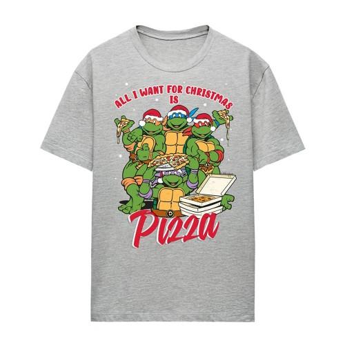 Teenage Mutant Ninja Turtles Womens/Ladies All I Want For Christmas Is Pizza Heather T-Shirt