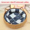 Four Seasons Cat Bed Woven Removable Upholstery Sleeping House Cat Scratch Floor Rattan Washable Cats Pet Products Accessories
