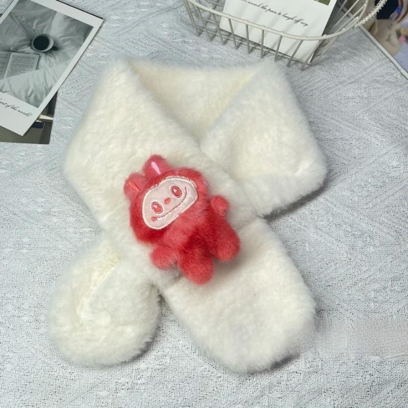 Cartoon Colorful Scarf Autumn and Winter Plush Baby Scarf Parent-child Imitation Rabbit Fur Children's Scarf