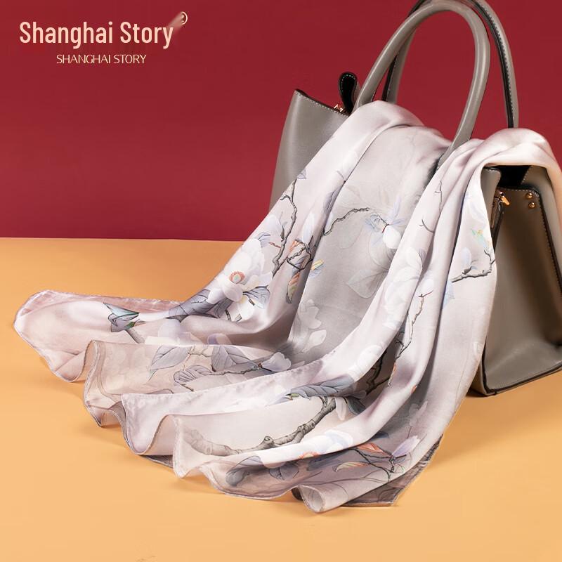 Shanghai Story Women's Floral Mulberry Silk Scarf