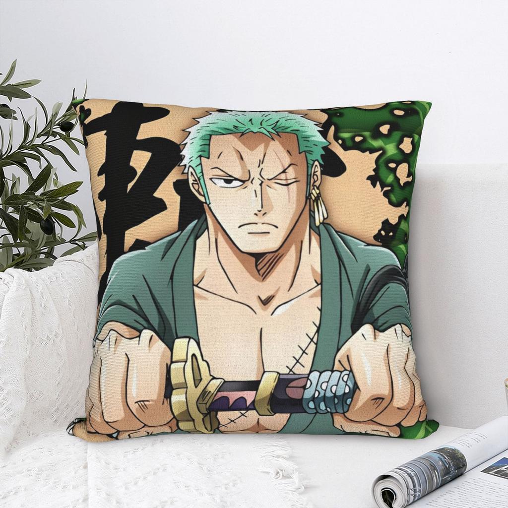Luffy Anime Zoro Square Pillow Case Anime Cushion Covers Funny Polyester Decorative Throw Pillow Case Cover for Living Room