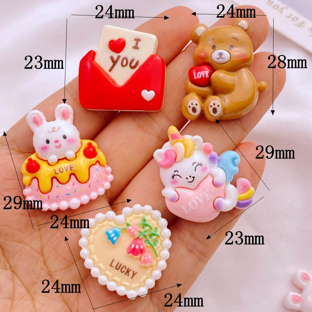 

10Pcs New Cute Resin Cartoon Bear Unicorn Rabbit Cake Series Flat Back Manicure Parts Embellishments For Hair Bows Accessories