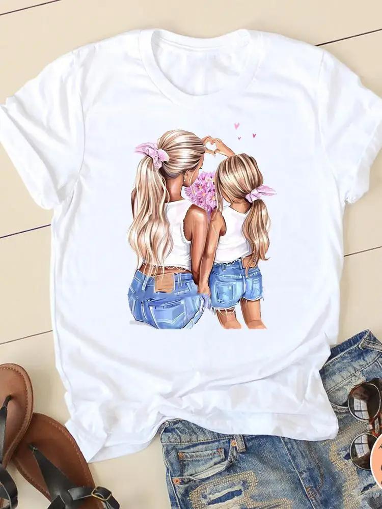 Summer Tshirts Clothing Short Sleeve Tee Clothes Fashion Sweet Love Mom Casual Ladies Print Women Female Oversized Graphic Tee