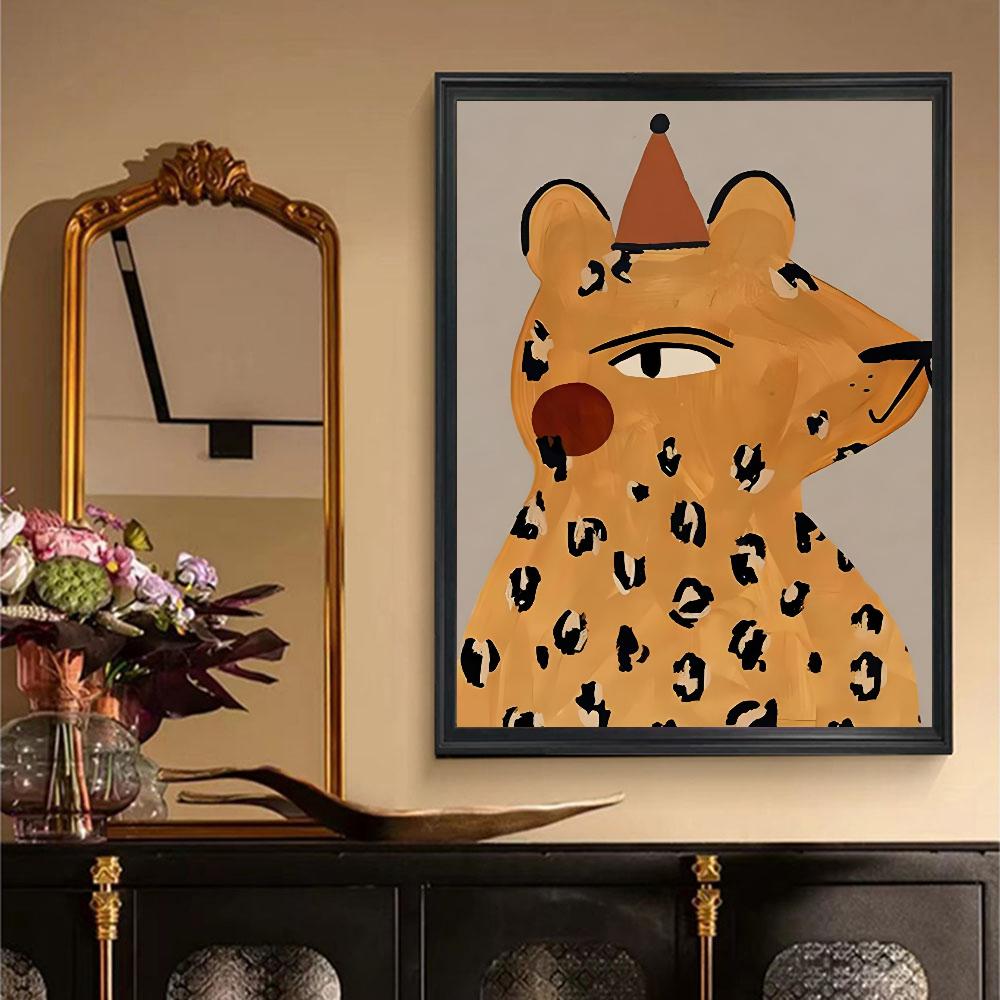 1pc Abstract Leopard Rabbit Bear Tiger Mouse Rainbow Funny Poster HD Posters Home Room Bar Cafe Decor Art Wall Painting Picture