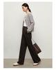 Jiuzi Anna Kou Simple and Comfortable Elastic Waist Knitted Texture Wide Leg Casual Pants for Women 2024 Autumn New Collection