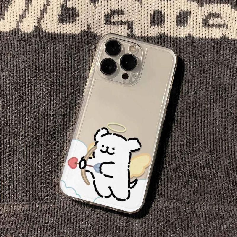 Handyhülle Für Liebhaber Paare Passend für iPhone 11 12 13 14 15 16 Pro Max XR X XS Mini 8 7 Plus SE 2020 Klare Hülle Niedlicher Cartoon-Hund
