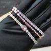 Pink Crystal Tennis Bracelets for Women Female Trend Romantic Shiny Zirconia Adjustable Folding Buckle Chain on Hand Jewelry