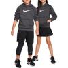 Nike Embroidered Pullover Hoodie Kids Tops Black Grey FD3893-010
