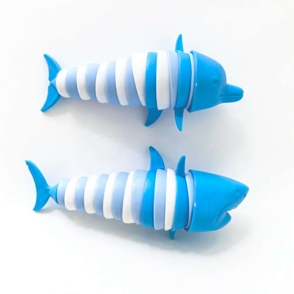 3D Gearticuleerde Haai Fidget Speelgoed Blauwe Sensorische Dolfijn Decompressie Speelgoed voor Kinderen