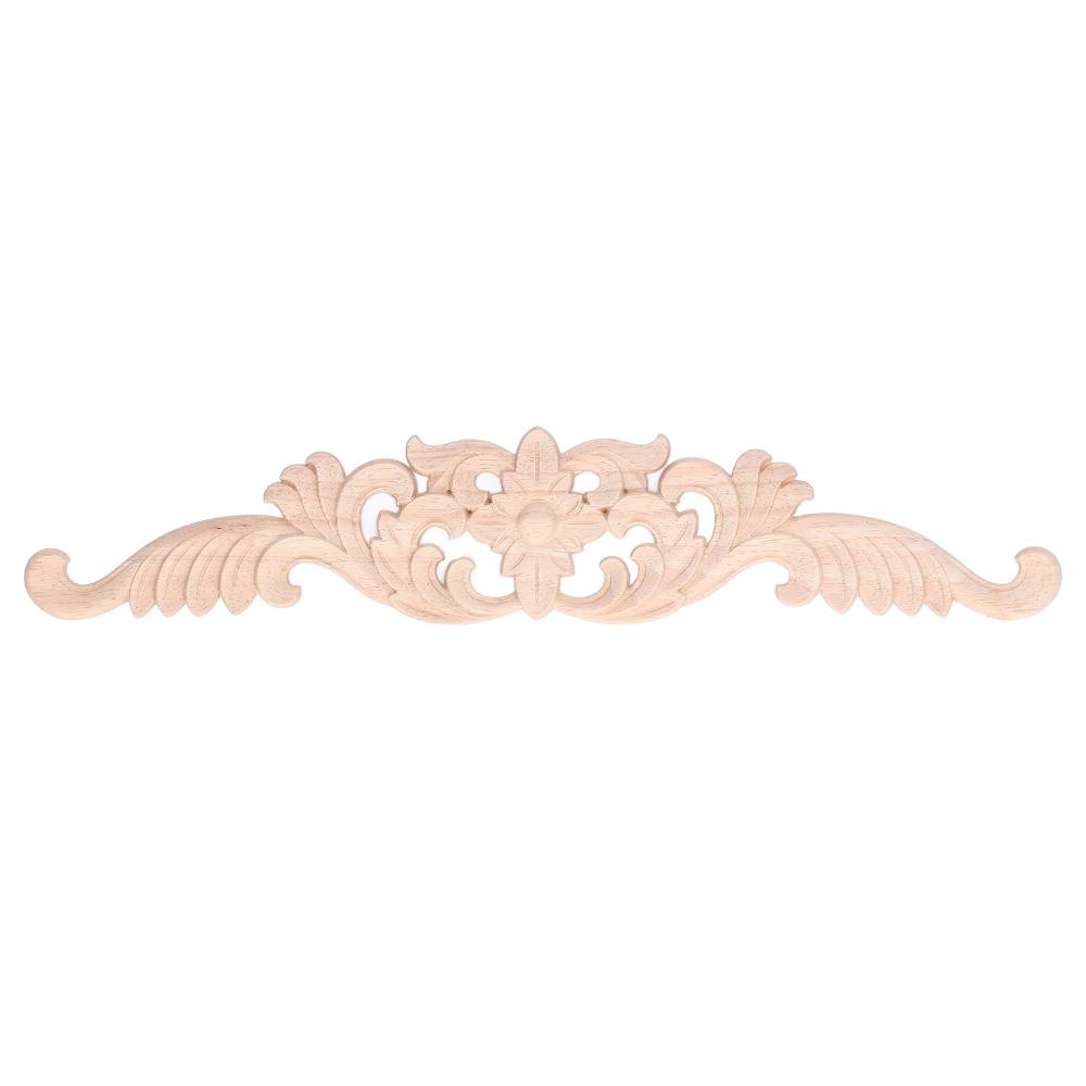 Light Brown Wood Carved Applique 40x8cm Cabinet Furniture Decoration Furniture Decoration