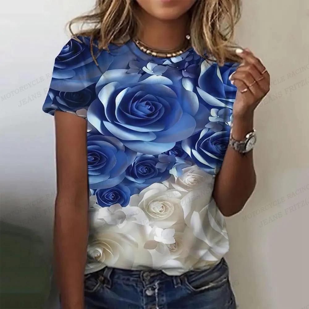 

Летняя женская футболка с 3D принтом Gold Rose, женская модная футболка, футболка с круглым вырезом и коротким рукавом, топ с цветочным принтом, футболки Harajuku M