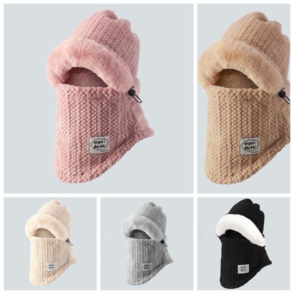 Plush Mask Woolen Hat 4 in 1 Cold Proof Scarf Fashion Pullover Mask Cap Anti-cold