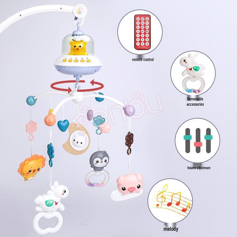 Baby Music Projector Bedside Rattle: Soothing Rotating Bell with Remote Control for Infants 0-1 Year