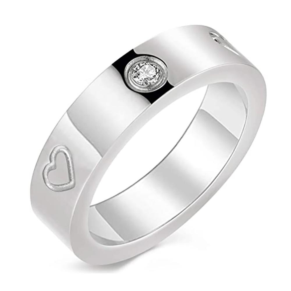 European & American 4MM Zircon Trio Tone Stainless Steel Couple Ring