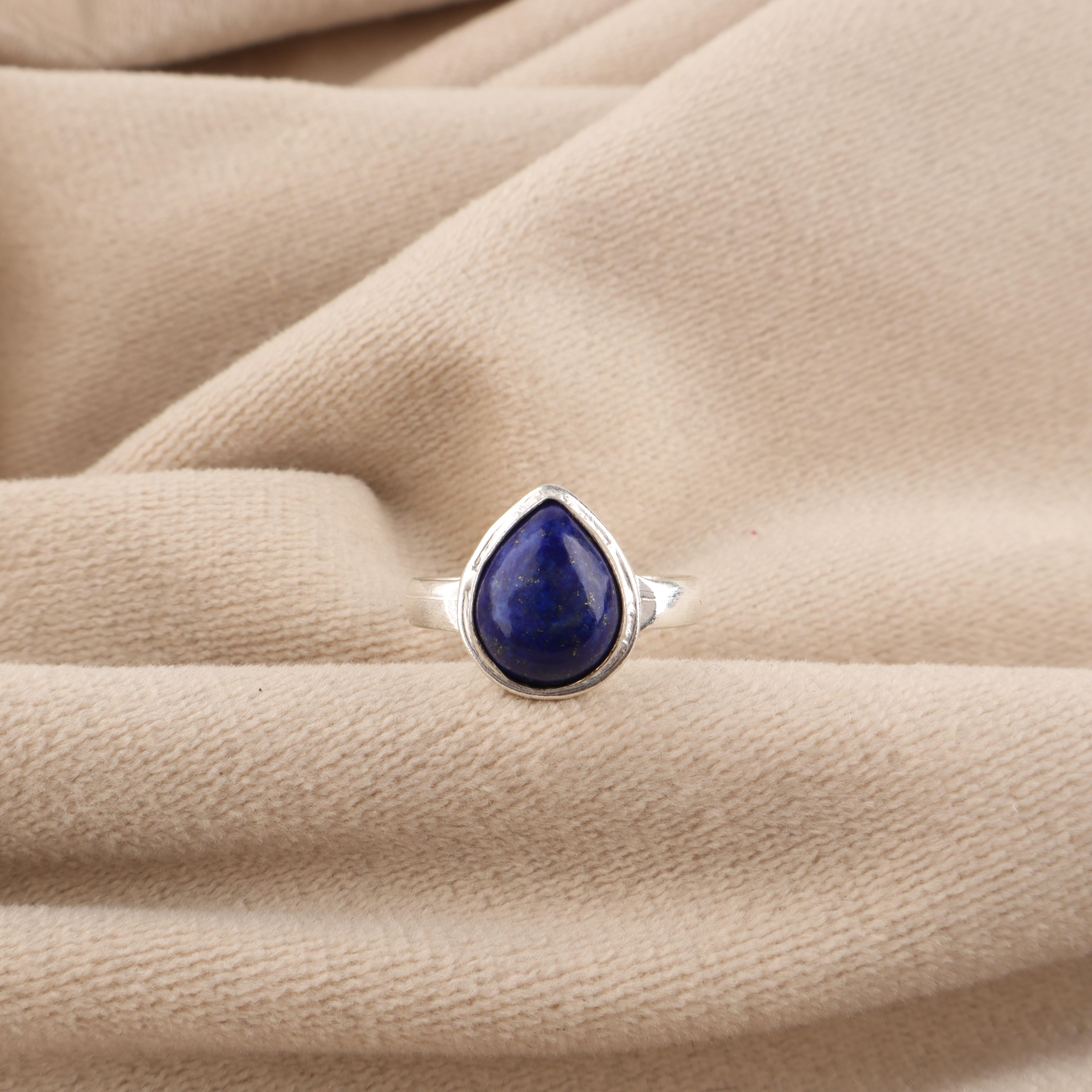 

Natural Lapis Lazuli Gemstone 925 Sterling Silver Designer Wedding Ring For Bride RR-76-23 4