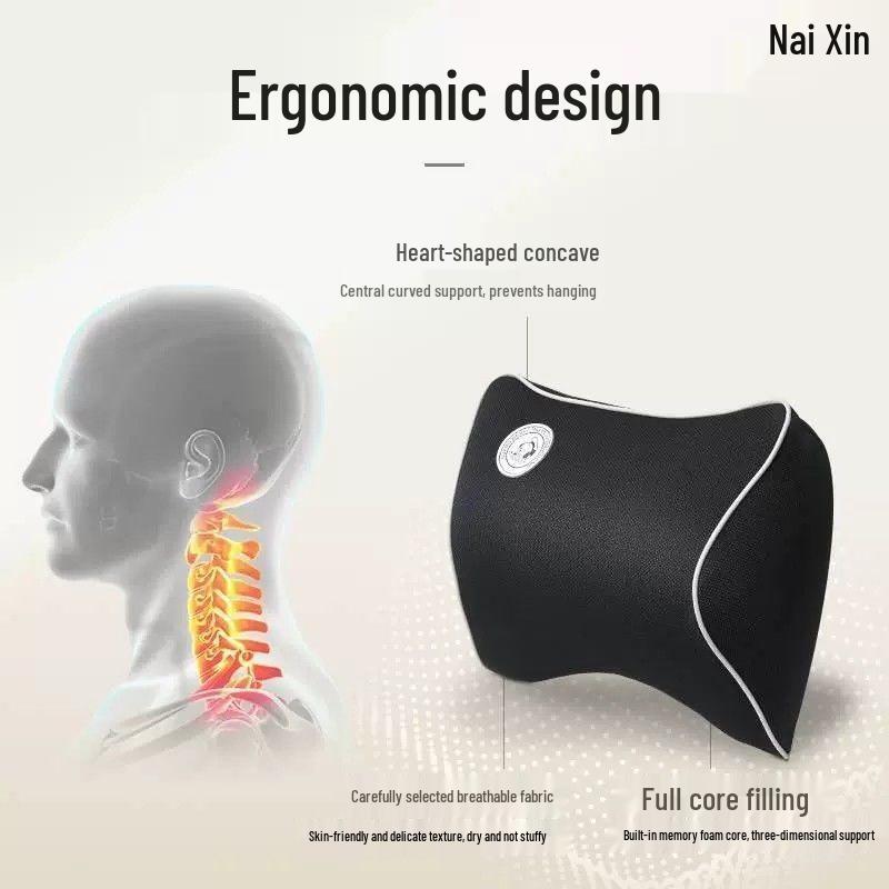 Premium Memory Foam Car Headrest & Lumbar Support Pillow Set