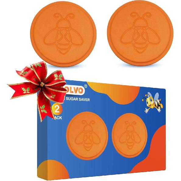 Terracotta Brown Sugar Saver- Brown Sugar Keeper Disc to Maintain Food Moisture in Storage Container, Terra Cotta Bear Softener Alternative - 2Pack