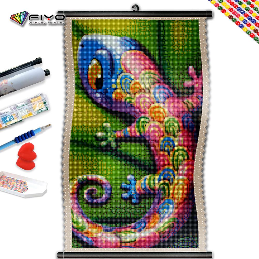 

5D DIY Рамка Алмазная картина Красочная ящерица Мозаика Животное Вышивка Цветок Фотографии из страз Подарок ручной работы