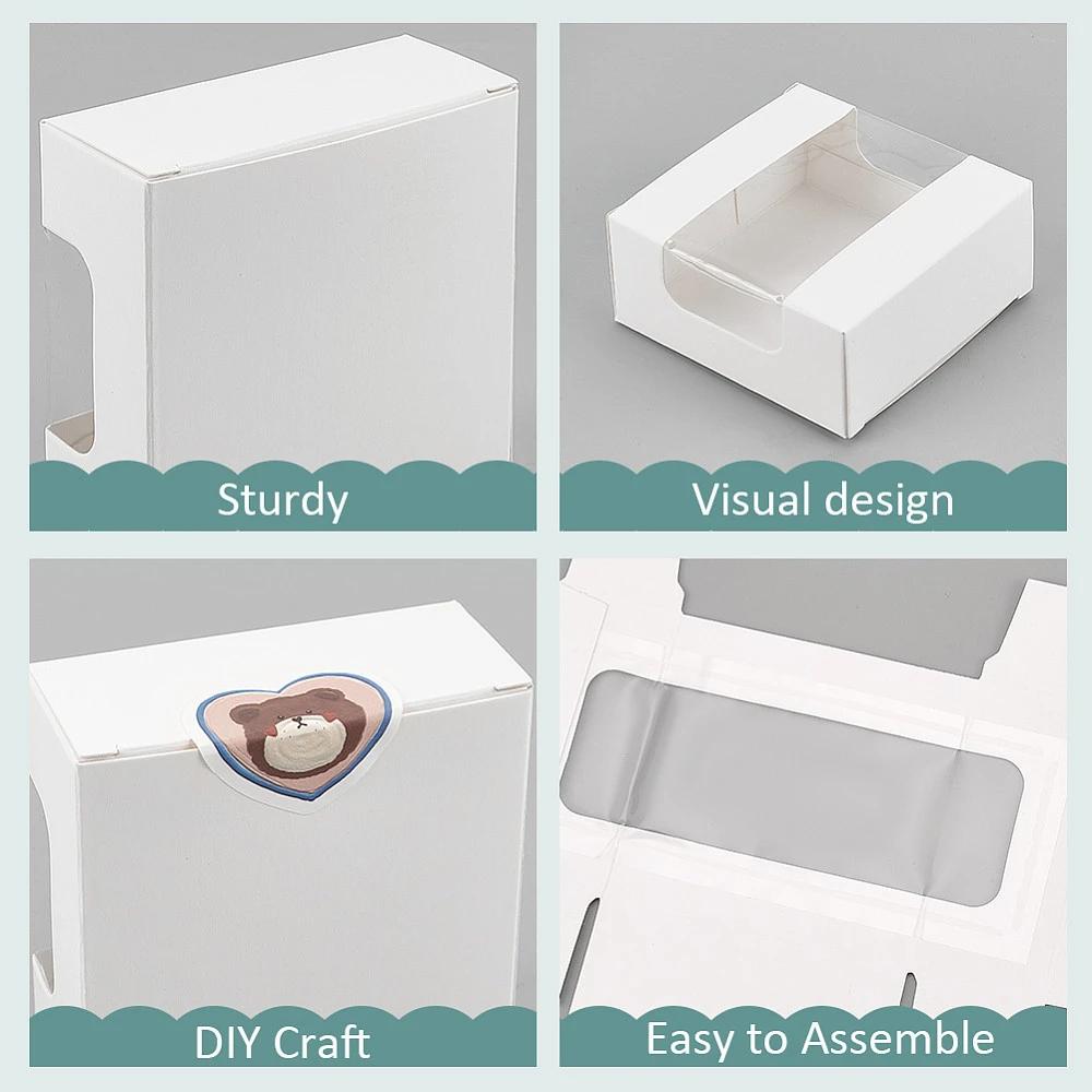 WTEMPO Foldable Clear Window Paper Gift Boxes Versatile Packaging Boxes for Soap Figurines Ornaments Ideal for All Seasons