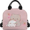 Kawaii Strawberry Cat Lunch Bag for Girls Kids 8-10 10-12 Insulated Lunch Box Portable Cooler Lunchbag Tote Handbag Meal Prep Organizer Work School