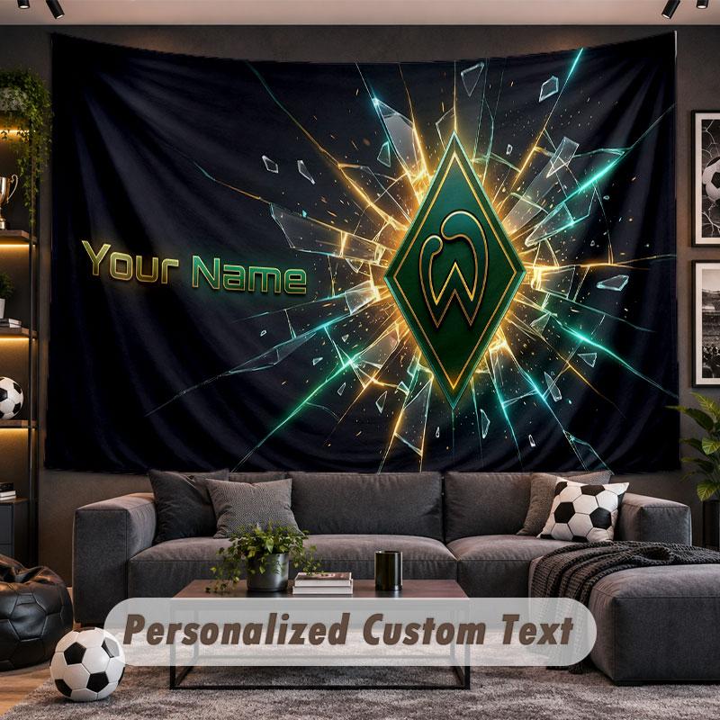 Wall Hanging Tapestry Custom NameWerder Bremen FC Pattern Personalized Printed Fabric Wall Decor