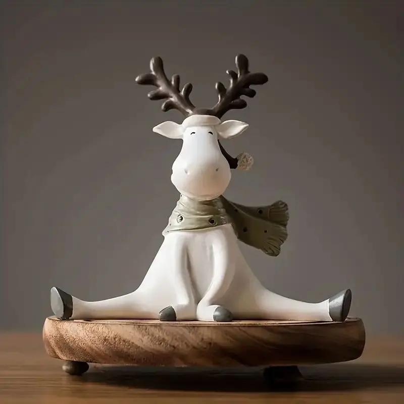 Creative Resin Deer Figurine Kids Room Desktop Shelf Unique Ornament Cute Decorative Item