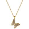 Zircon Butterfly Light Luxury Banquet Wedding Necklace Women'S Versatile Collarbone Chain Titanium Steel Chain