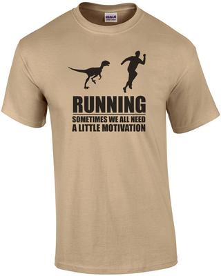 Running - Sometimes We All Need a Little Motivation - Man Running Velocirapto...