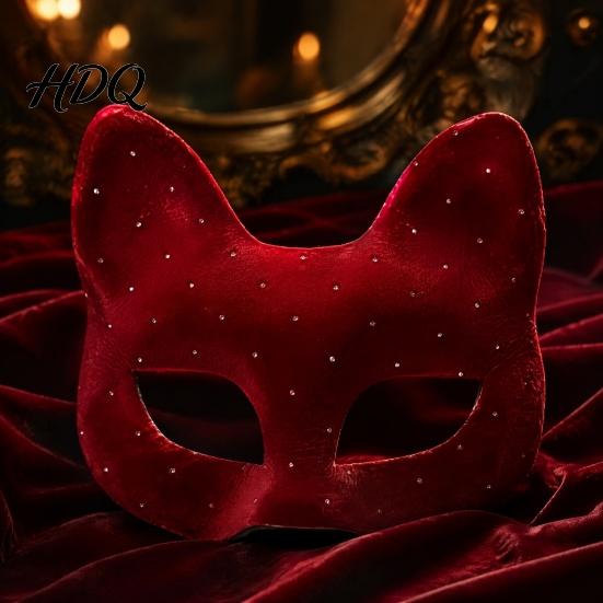 Elegant Masque for Costume Ball Cat Masquerade Masque Sparkly Sequins/Velvet/Black Half Face Sequined Christmas Women Men Halloween Party,